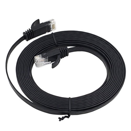CAT6 10M 33ft RJ45 Network LAN Ethernet Cable Flat UTP Router Cable Black