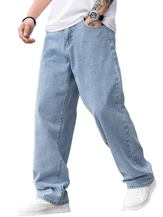 cabrrr Denim Men's Relaxed Fit Jeans | Comfortable Mid Rise Straight Cut Denim Pants for Casual-picture-11