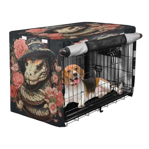 Housse de cage chien et chat motif crâne serpent rose imperméable