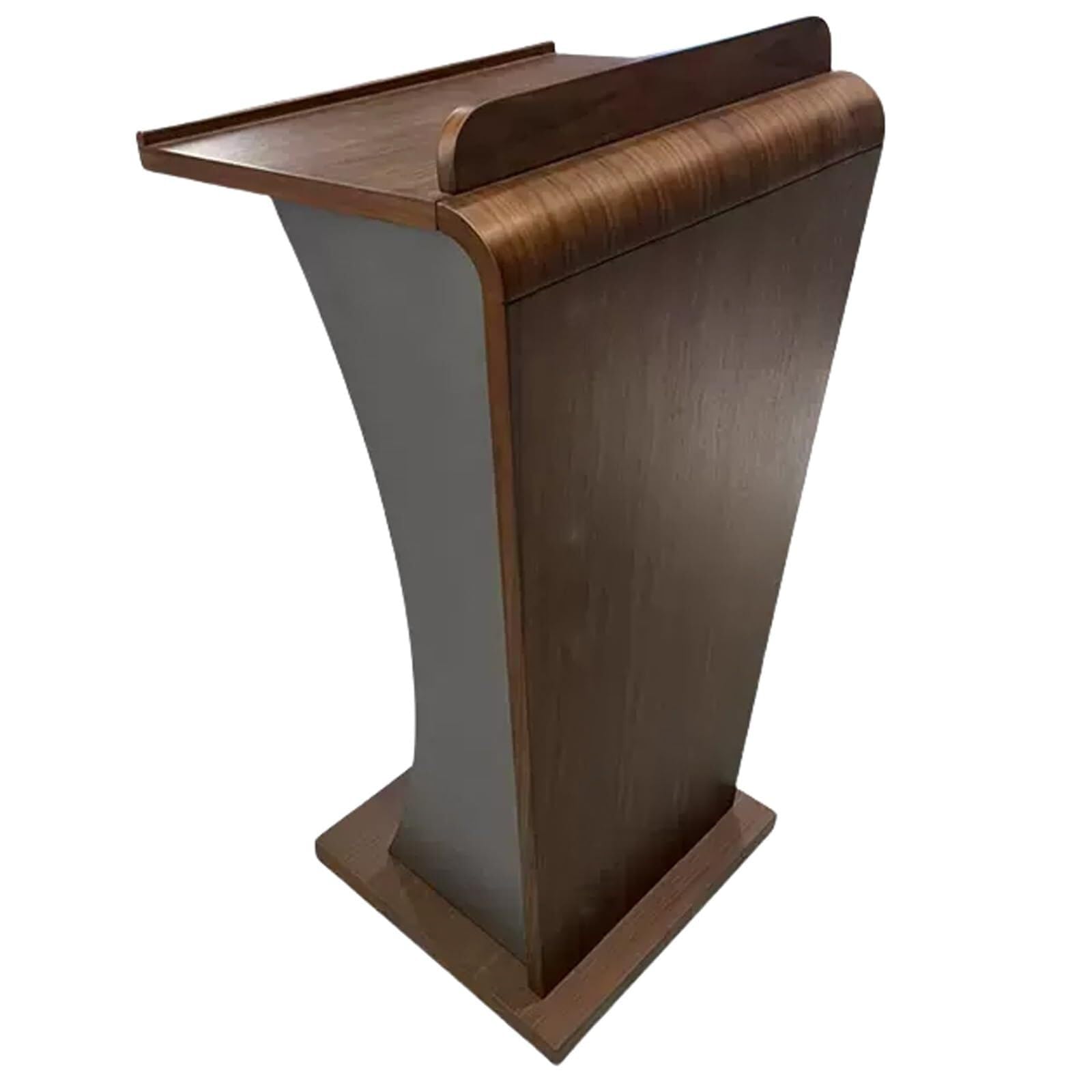 Support de pupitre en Bois de Noyer, pupitre incurvé Moderne avec Garniture en métal, comptoir de réception for conférence d'école et d'église(Walnut)