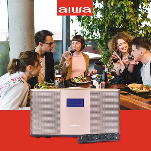 Image of Aiwa Exos 5 Wireless Speaker - Unleash Powerful Sound and Versatile Connectivity On-The-Go Experience Bluetooth Freedom, FM Radio, Clock, 20W RMS, LCD Display, and Alarm Clock Functionality