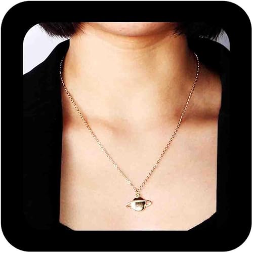 Gargantilla bohemia Saturno con colgante de planeta dorado, collar minimalista del espacio celestial, collar de cadena planeta Saturno, joyería para