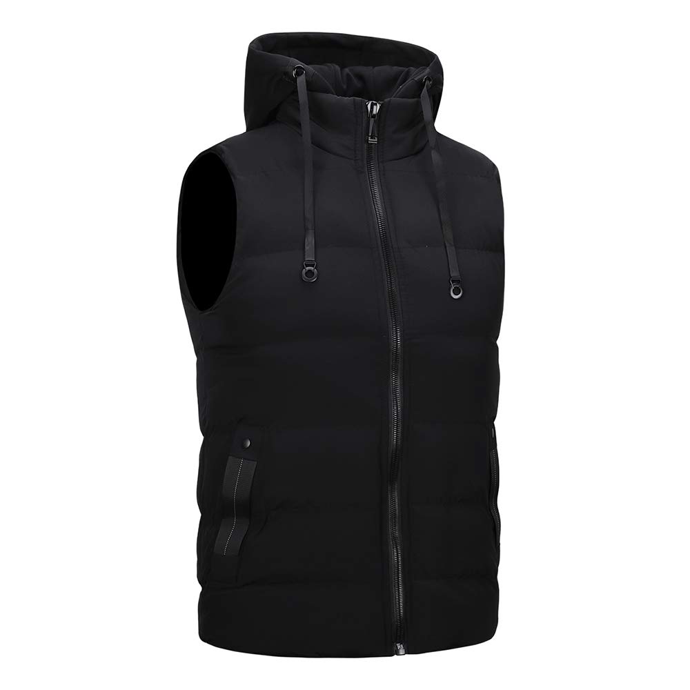 YOUTHUP Doudoune Homme sans Manches Hiver Gilet avec Capuche Amovible | Matelassé, Léger, Chaud, Coupe-Vent, Coupe Régulière, 2 Poches, Fermeture Éclair, pour Loisirs Et Plein Air
