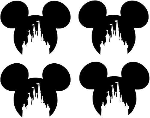 Paquete de 6 calcomanías adhesivas con cara de ratón Magic Castle Kingdom en una variedad de colores y tamaños (2.0 in x 1.6 in, negro) Paquete de 6 calcomanías adhesivas con cara de ratón Magic Castle Kingdom en una variedad de colores y tamaños (2.0 in x 1.6 in, negro)