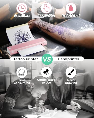 Phomemo M08F Portable Printers Wireless for Travel, Thermal Printer Support 8.5\" X 11\" US Letter, Bluetooth Inkless Printer Compatible with iOS, Android, Laptop for Travel, Office, Home, Pink - Thumbnail 4