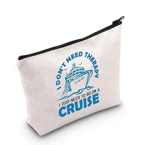 PLITI Cruise Makeup Bag for Women Family Cruise Vacation Gift i Don't Need Therapy i Just Need to Go On a Cruise Travel Pouch (Therapy go Cruise bagU)