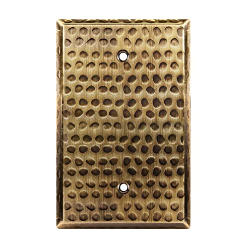 Image of LIDER Blank Metal Wall Plate, Blank Outlet Cover, Corrosion Resistant, Mid-Size 1-Gang 4.88 inch x 3.11 inch, LMWP-01M-HAB, Steel, Hammered Antique Brass, 1-Pack