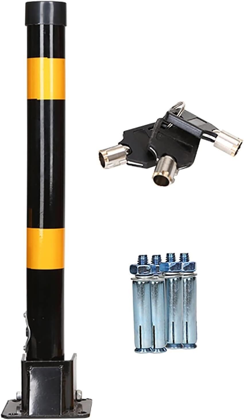 CukUJH Parking Guardrails Safety Bollard Driveway Garage Security Post Barrier with 4 Free Anchor Bolts(Black Yellow)