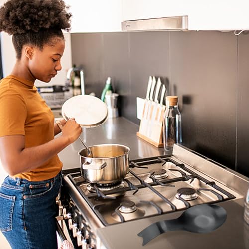 Image of VanlonPro Stainless Steel Spoon Rest, Spatula Ladle Holder, Stainless Steel Utensil Spoon Rest Holder, Brushed Finish, Dishwasher Safe 9.8 x 3.7 Inch (1PC, Fishtail - Black)
