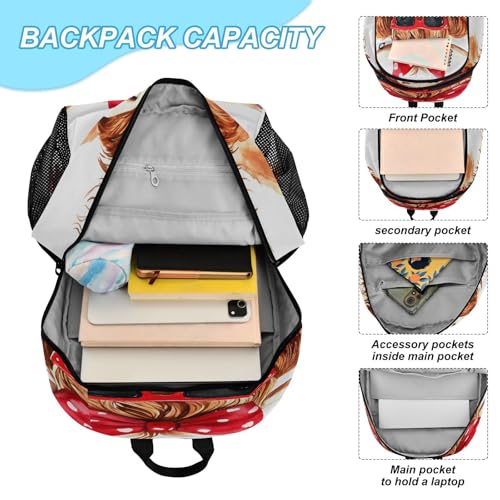 ALAZA Watercolor Highland Cow Bow Kids Backpack Elementary Girls Boys Bookbag Rucksack Primary School Bag Backpack Set with Lunch Bag4