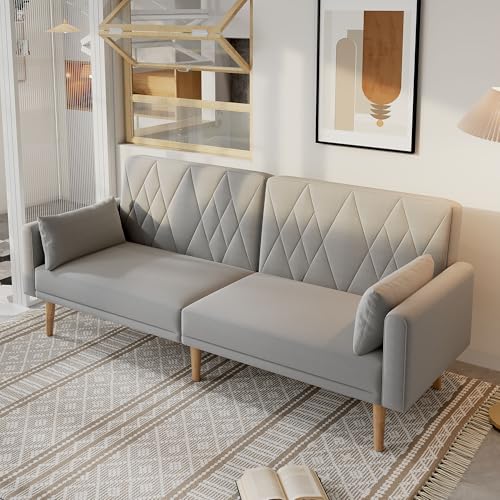 Pequeño sofá de dos plazas con función de dormir Sofá cama Respaldo ajustable reposabrazos sofá 2 plazas para sala de estar dormitorio habitación de invitados sofá juvenil gris
