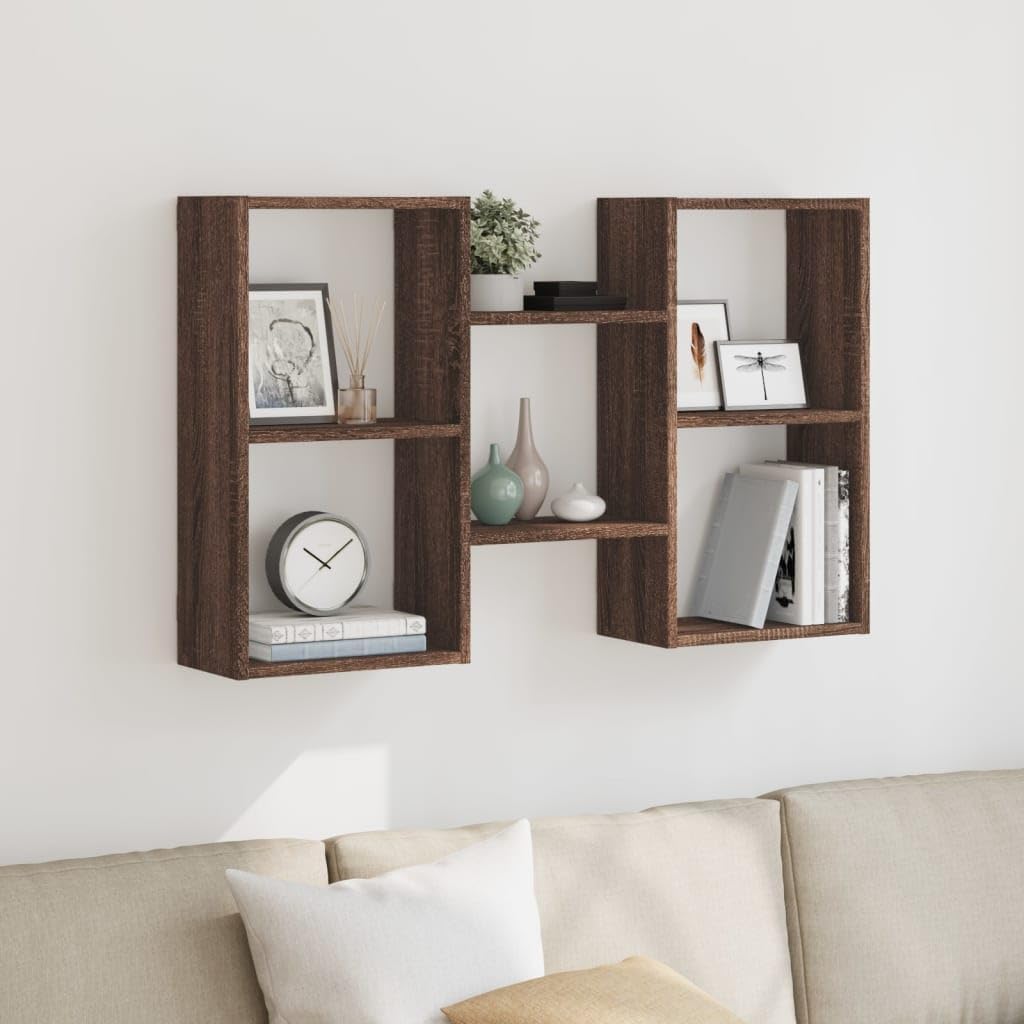 vidaXL Wall Shelf mounted in a living room above a sofa
