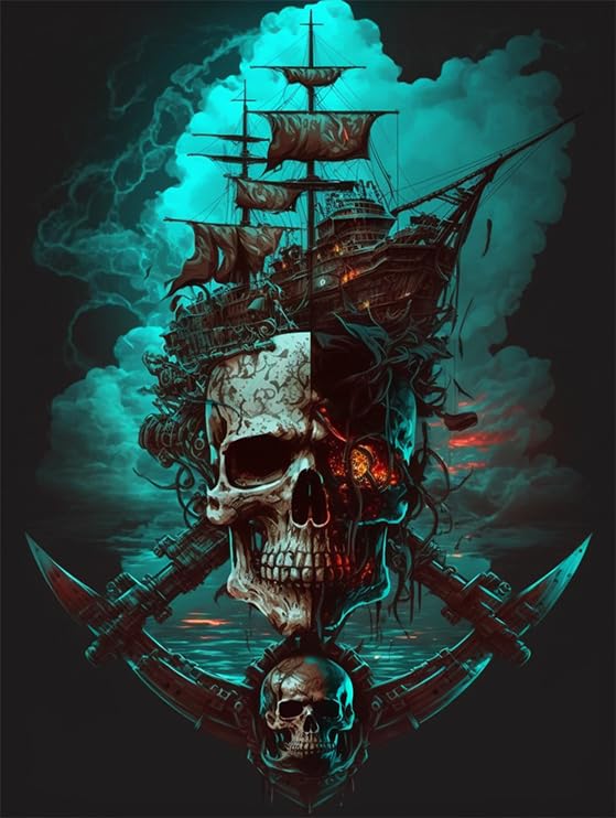 Directo Diamond Painting Kits for Adults,Pirate Ship 5D DIY Diamond Art Kits Full Drill Diamond for Gift Wall Decor Gem Arts War Machine 20 * 24inch