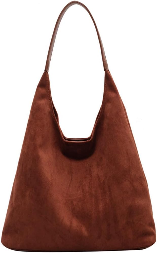 Women's Brown Suede Hobo Bag, Large Slouchy Shoulder Bag, Chocolate Brown Tote, Crossbody Handbag