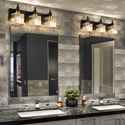 Moderncrystalbathroomvanitylight3lightbrasswalllightfixturesovermirrorblackandgoldvanitylightingforbathroomsquareshadebrasswallsconce Urban Country Home Decor Modern crystal bathroom vanity light 3 light brass wall light fixtures over mirror black and gold vanity lighting for bathroom square shade brass wall sconce urban country home decor