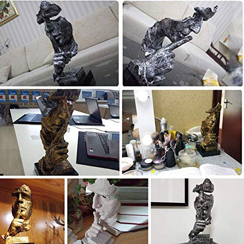 Lependor Silence is Golden - Handcrafted Silent Men Statues Resin Abstract Sculpture Office Home Decor Figurine Gift - Silence Silver