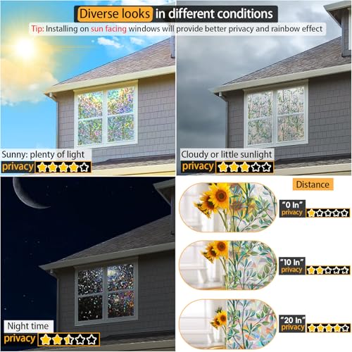 Película decorativa para ventana sin adhesivo 29.5 in x 138 in miniatura 7