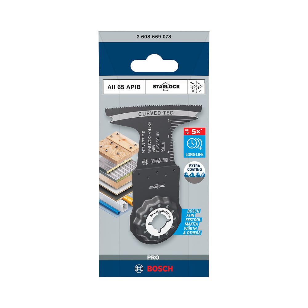 Bosch 1x PRO Multi Material AII 65 APIB Multitool Blade (for Wood with Nails, Metal Sandwich, Width 65 mm, Professional Accessory Multitool) - Image 2