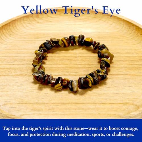 Bracelets for Men & Women - Natural Gemstone Raw Beads Stretch Bracelet, Irregular Chips Healing Crystal Jewelry. Anxiety Relief for Stress & Negative Energy Protection. - Image 5