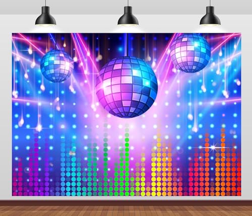 Rosa Discokugel-Hintergrund „Happy Birthday“ – 1,5x0,9 M, Vinyl, Mit Schleife, Für Disco-Partys Der 70er-90er
