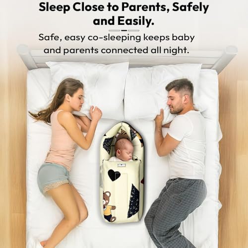 Image of StarAndDaisy 3 in 1 Baby Sleeping Bag for New Born /Baby Bedding Set for New Born /Soft and Comfortable Baby Bed for 0-12 Months /Washable & Foldable Cotton Design (Teddy-Print)