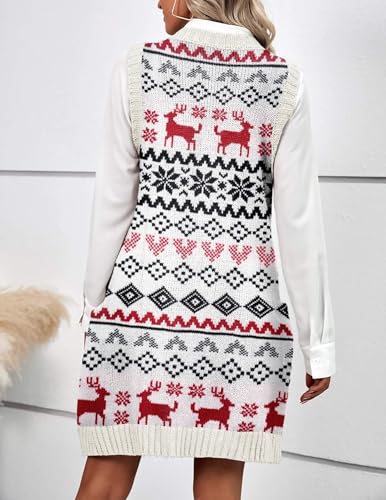 Image of HOTOUCH Women Sweater Vest Oversized V Neck Sleeveless Knit Pullover Ribbed Vest Dress with Pockets