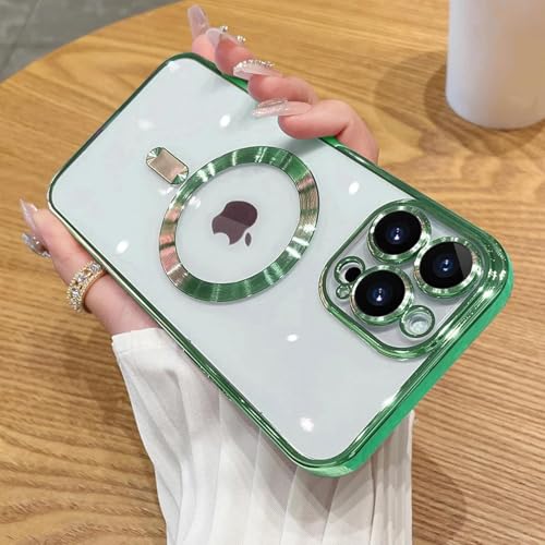 Coque magnétique iPhone 14 Pro Max verte charge sans fil et anti-choc