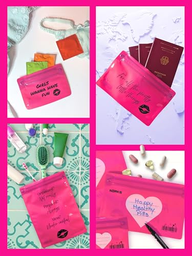 Noaks Bags Lot de 5 sacs à fermeture éclair étanches et inodores (IPX8) avec champ d'inscription, petite trousse de maquillage pour sac à main, Dry Bag – Édition spéciale Pink Stuff – vue 6