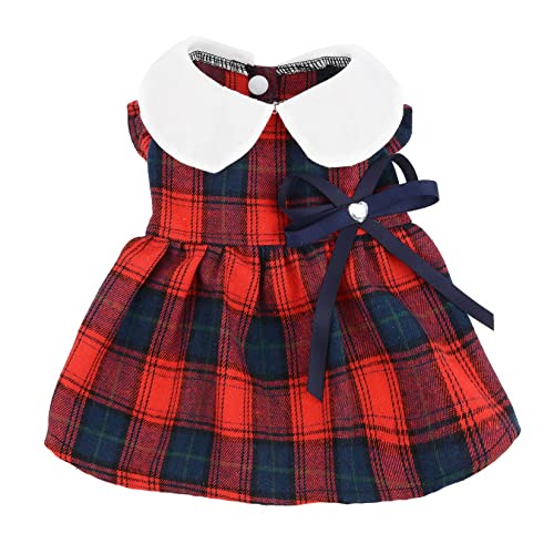 Zunea Plaid Dog Dresses for Small Dogs Summer Princess Dress with Bowknot Cute Puppy Clothes Ruffles Sleeveless Skirt Soft Female Dress Pet Chihuahua Yorkie Apparel Red L - Image 4