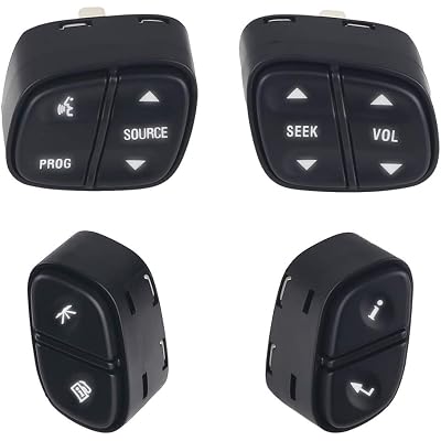 WMPHE Steering Wheel Control Switch Button Compatible with Chevy Silverado Tahoe GMC Envoy Sierra Yukon Hummer H2 Buick Cadillac Escalade 2003-2007 Replacement for 21997738 21997739 1999442 1999443