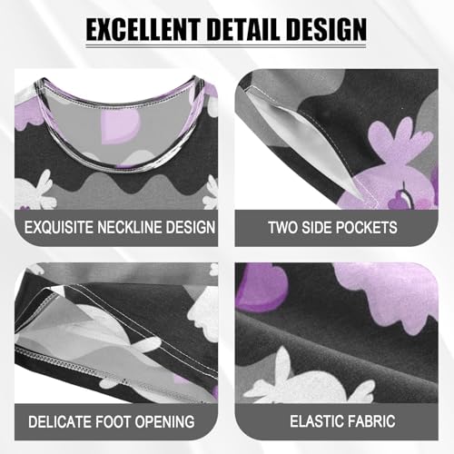 Pajama Sets Short Sleeve Cute Ghosts with Hearts Soft Cotton Summer Sleepwear 2 Piece PJS Size 5-14T3