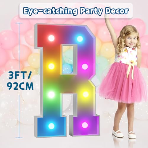 Image of Imprsv Colorful 3FT Marquee Letters R, 18 Colors Large Light up Letters