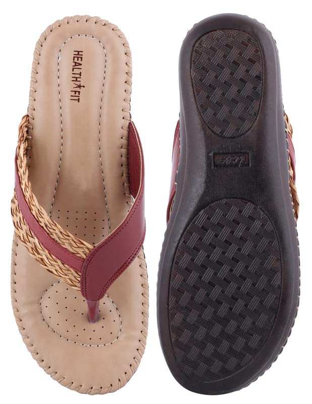 Image of HEALTH FIT Soft Orthopedic Slippers /Doctor Chappal & Footwear with Memory Foam Women Cherry