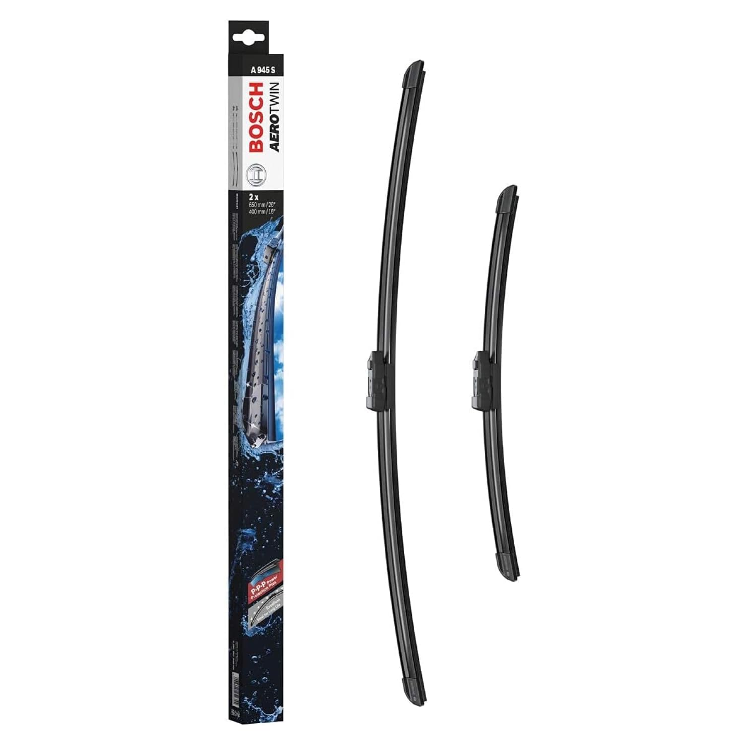 Bosch Wiper Blade Aerotwin A945S, Length: 650mm/400mm – set of front wiper blades - Only for left-hand drive (EU)