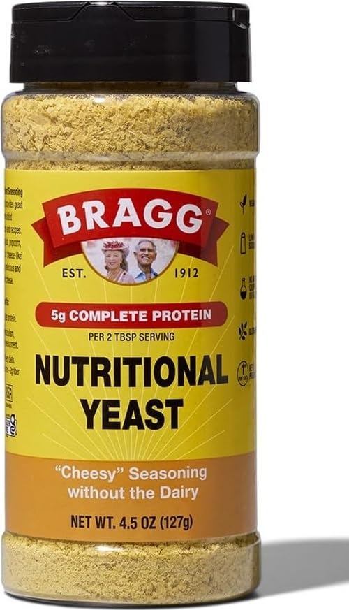 Image of Bragg Nutritional Yeast Seasoning - 4.5 oz - Dairy-Free Parmesan Cheese Substitute - Perfect for Salads, Pastas, Vegetables, and More