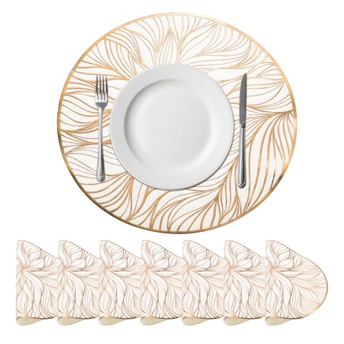 Sets de table ronds algues uxcell lavables anti tache pour table à manger - 2