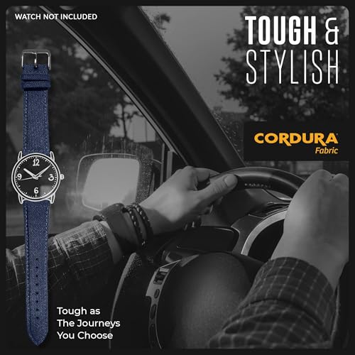Image of Alpine Cordura Fabric Watch Band - Quick Release Replacement Watch Bands - Water Resistant Back Lining Leather Strap - Watch Bands for Women & Men - Compatible with Regular & Smart Watch Bands
