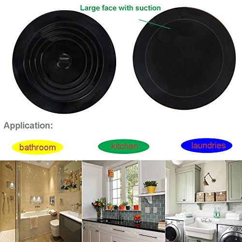 V-Top Tub Stopper 2 Pack, 6 Inches Large Silicone Drain Plug Hair Stopper Flat Suction Cover For Kitchen Sink, Bathroom And Laundry #TOP6