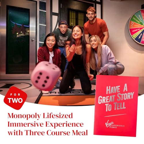 Experiencia inmersiva de Monopoly Lifesized con comida de tres platos para dos – Elección de tablas de ciudad, clásicas o de lujo con rompecabezas y salas de escape en todo el tablero - Londres