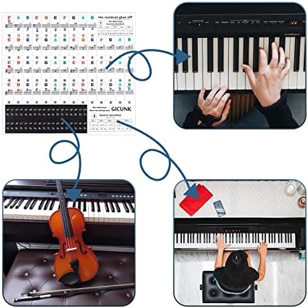 AIEX Piano Keyboard Stickers for 88/61/54/49 Key, Piano Notes Stickers Removable and Clear Piano Keyboard Letters for Beginners Kids (Colorful) 6 51jRWSbfXSL. AC