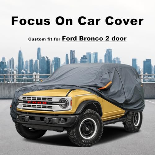 Image of GUNHYI Premium Car Cover Custom Fit Ford Bronco 2 Door, 16 Layers Heavy Duty Car Cover Waterproof All Weather with Zipper Door for Sun Rain Snow Dust Uv Protection
