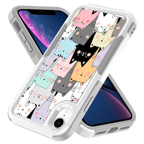 Case for iPhone Xs, Cute Cats Funny Pattern Shock-Absorption Hard PC and Inner Silicone Hybrid Dual Layer Armor Defender Case for Apple iPhone X and iPhone Xs - image 2