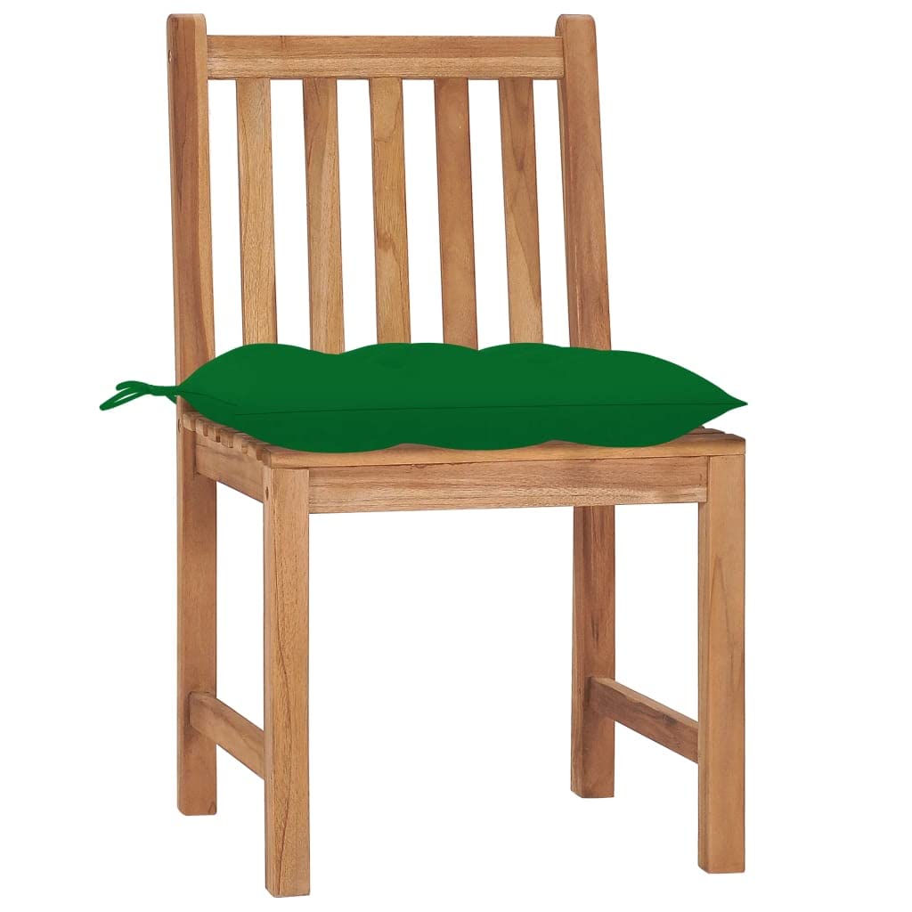 Sedie da giardino in legno di teak massiccio, 4 pezzi, con cuscino, set di mobili da giardino, 4 pezzi, sedie robuste per terrazza e giardino, vernice a base d'acqua, massimo 110 kg per seduta