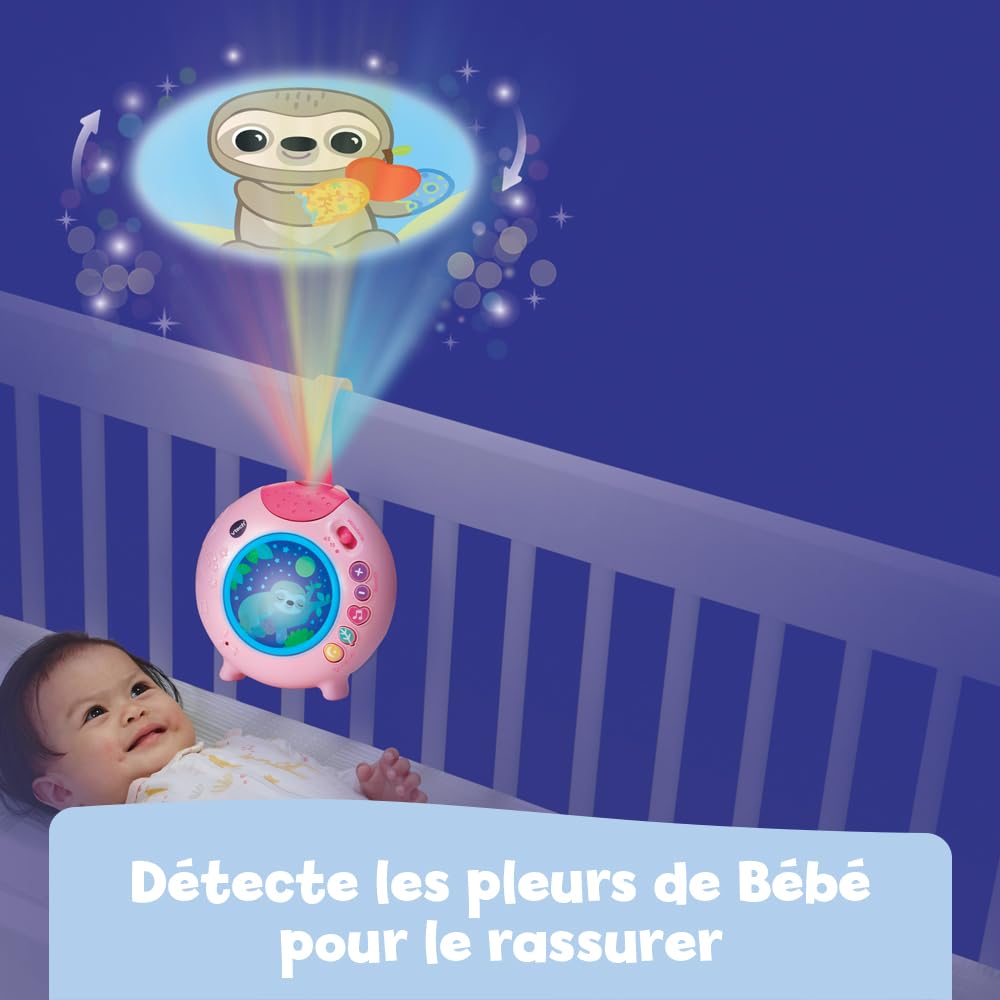 VTech Lumi Veilleuse Nuit Enchantée Rose Veilleuse Bébé Musicale Projection Lumineuse Plafond Musique Douce Bruits Blancs Sons Nature Cadeau Naissance