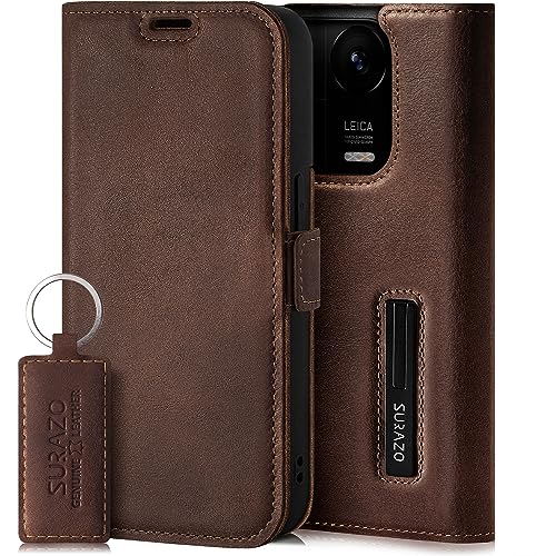 Protection RFID Xiaomi 13 Pro 5G : Étui mince anti-piratage en cuir avec rabat magnétique SURAZO