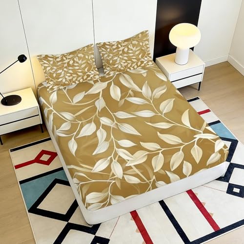Drap-housse feuillage 3D doux en microfibre premium 90x200 - 6