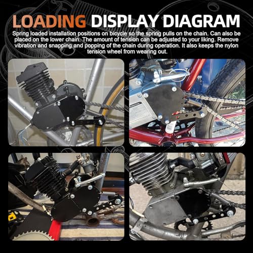Image of Spring Loaded Chain Tensioner for 49cc 66cc 80cc 2 Stroke Engine Motorized Bike- Adjustable Guide Wheel Black
