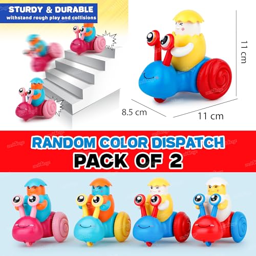 Image of Zest 4 Toyz Press and Go Toy Car for Kids Toys Push and Go Vehicle Press and Go Toys for Kids (Snail Theme) Birthday Gift for 1 Year+ (Pack of 2) Random Color Dispatch