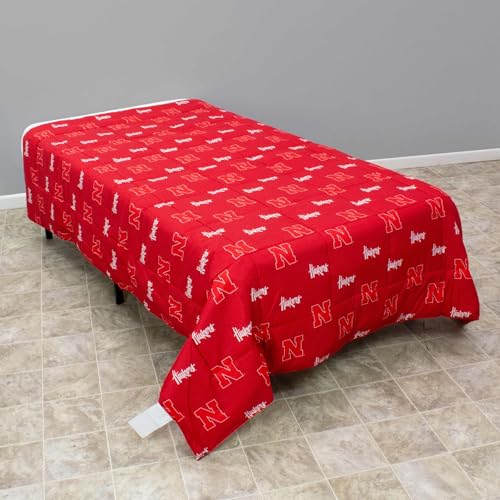 Image of College Covers Everything Comfy Nebraska Cornhuskers Reversible Big Logo Soft and Colorful Comforter, Queen