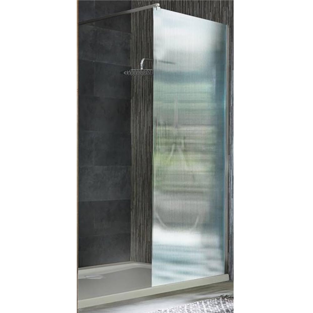 Milano White Florence Chrome Fluted Glass Shower Enclosure Tray - 1500Mm X 800Mm